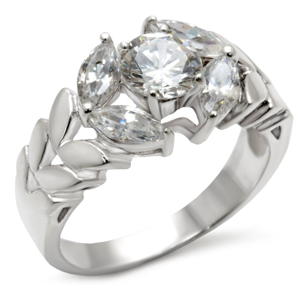 JCE326 Matte Rhodium & Rhodium 925 Sterling Silver Ring with AAA Grade CZ  in Clear