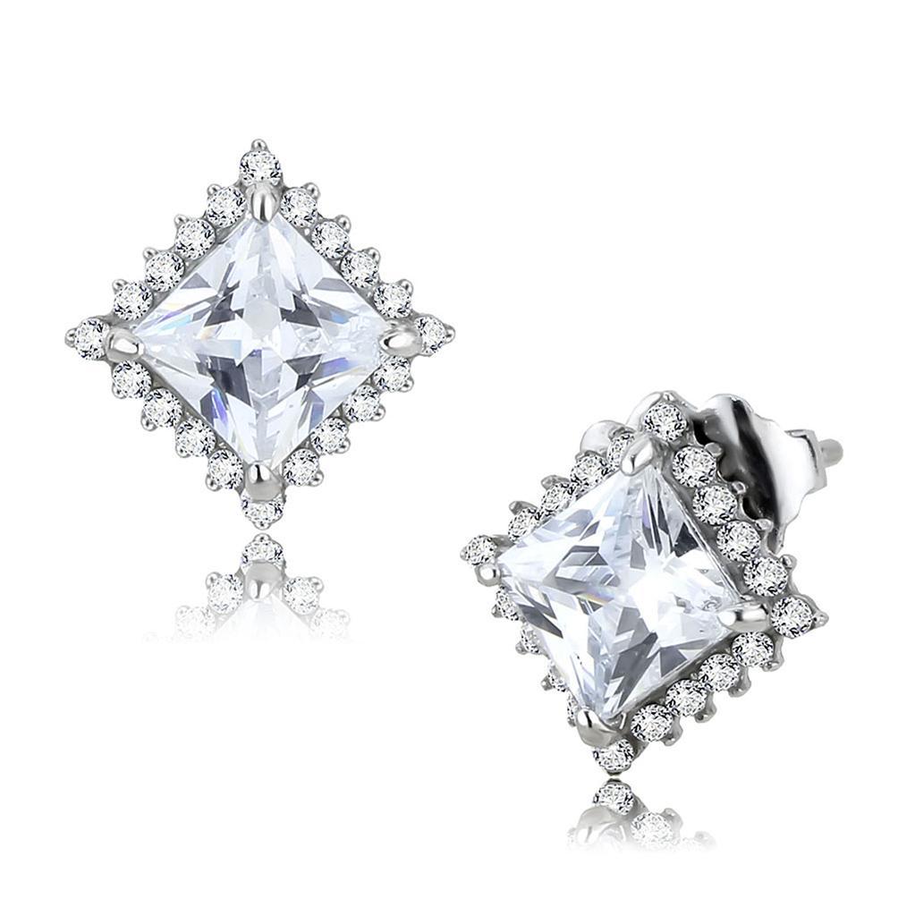 JCE326 No Plating Stainless Steel Earrings with AAA Grade CZ  in Clear