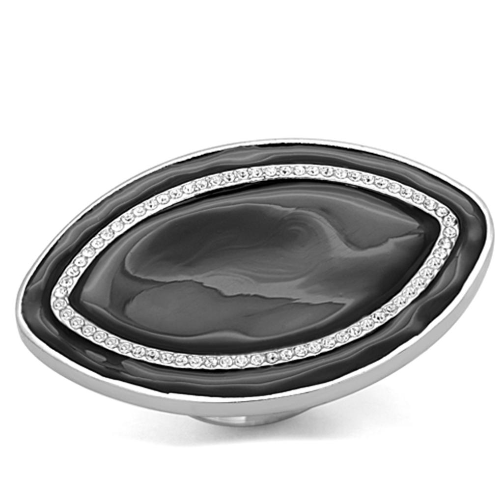 JCE3217 Rhodium Brass Ring with Top Grade Crystal  in Clear