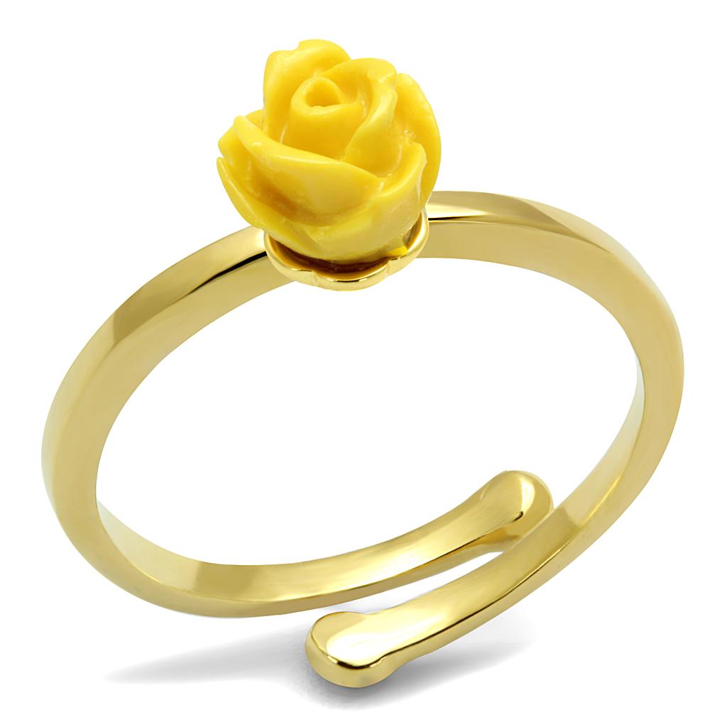 JCE4061 Flash Gold Brass Ring with Synthetic Synthetic Stone in Topaz