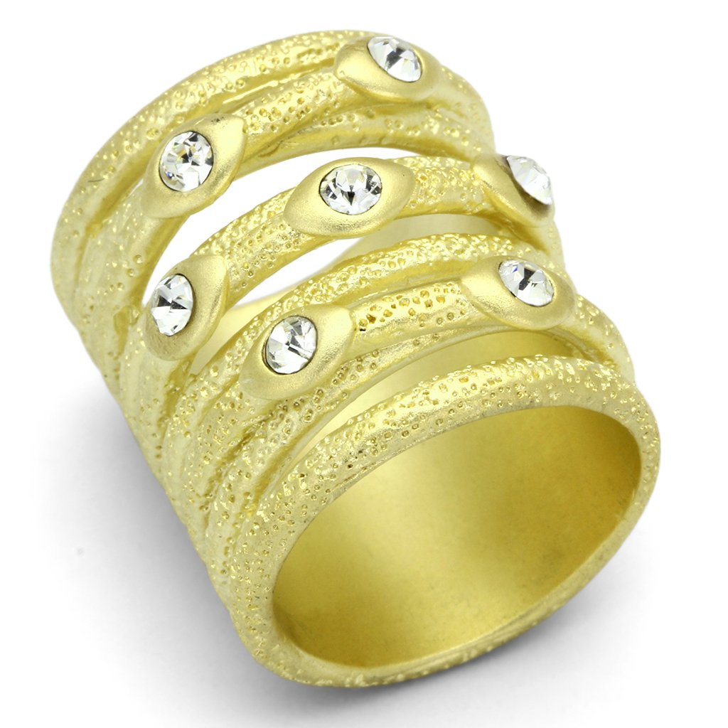 JCEA833 Matte Gold Brass Ring with Top Grade Crystal  in Clear