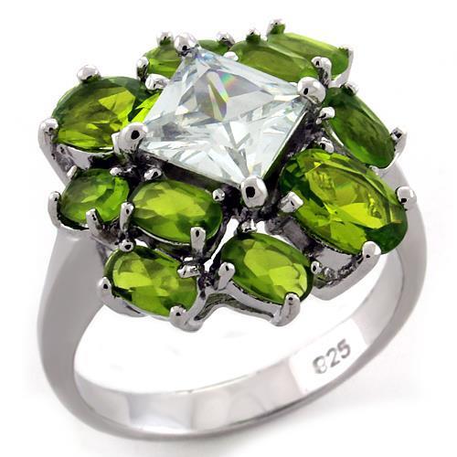 JCEAS1130 Rhodium 925 Sterling Silver Ring with AAA Grade CZ  in Clear