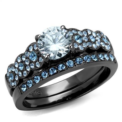 JCE2671 IP Light Black  (IP Gun) Stainless Steel Ring with AAA Grade CZ  in Clear